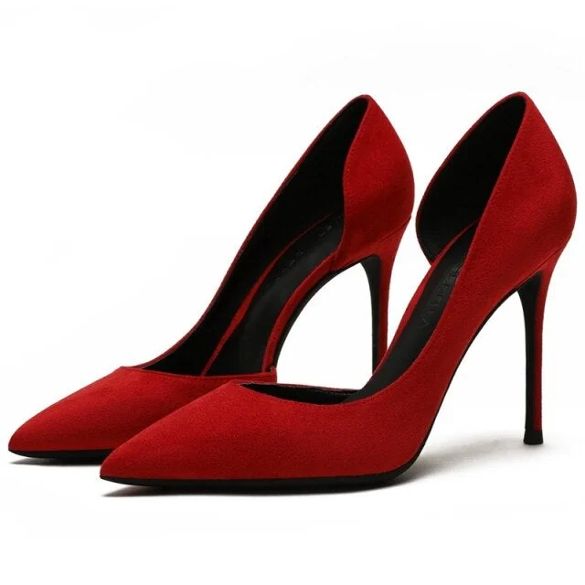 Women's party stiletto heel pumps with a glittery finishSexy Classic Style Women's 10cm Thin Heeled Pointed Toe Suede Leather Pumps Women's party stiletto heel pumps with a glittery finishSexy Classic Style Women's 10cm Thin Heeled Pointed Toe Suede Leather Pumps