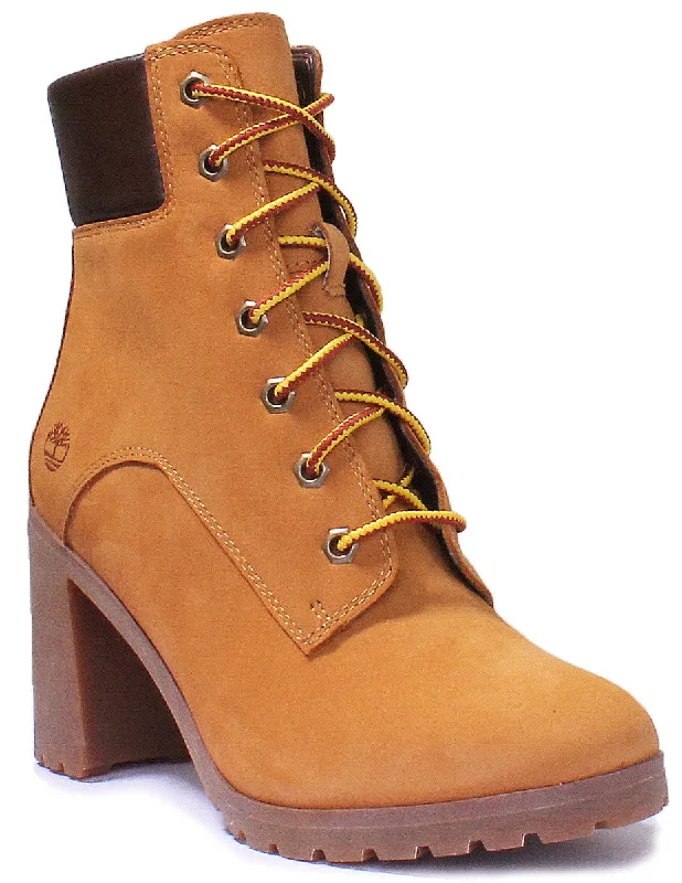 women's ankle boots with studsTimberland Allington 6 Inch Block Heel Ankle Boot In Wheat For Women