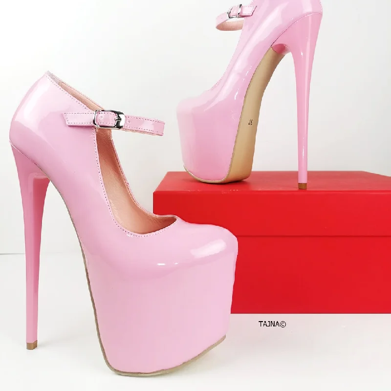 Women's adjustable - strap stiletto heel pumps for a customizable fitLight Pink Patent Mary Jane Heels