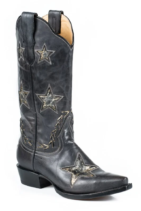 women's tall cowboy bootsStetson Star Ladies Black Leather 13in Distressed Gold Boots women's tall cowboy bootsStetson Star Ladies Black Leather 13in Distressed Gold Boots