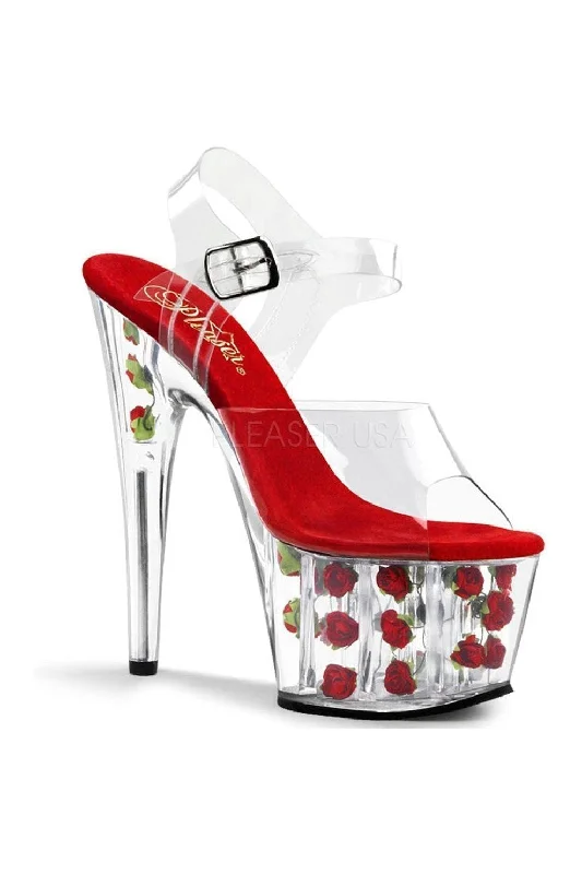 Women's Glitter Heeled Sandals with Ankle Strap and Chunky Heel in Gold for a Sparkly and Glamorous Party LookADORE-708FL Platform Sandal | Clear Vinyl Women's Glitter Heeled Sandals with Ankle Strap and Chunky Heel in Gold for a Sparkly and Glamorous Party LookADORE-708FL Platform Sandal | Clear Vinyl