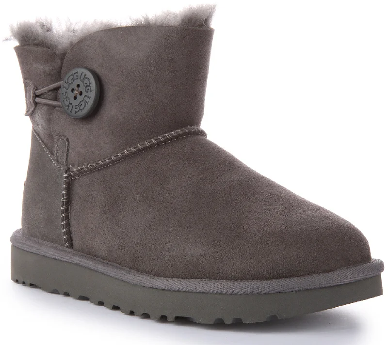 women's ankle boots with floral designUgg Australia Mini Bailey Button II In Grey For Women women's ankle boots with floral designUgg Australia Mini Bailey Button II In Grey For Women