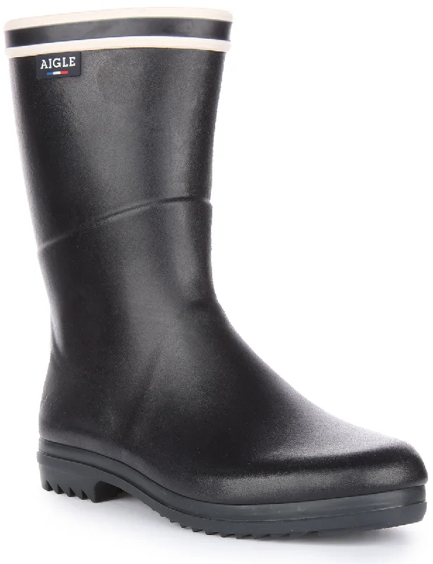 women's ankle boots with chunky heelsAigle Chantebooot Strip In Marine Blue For Women