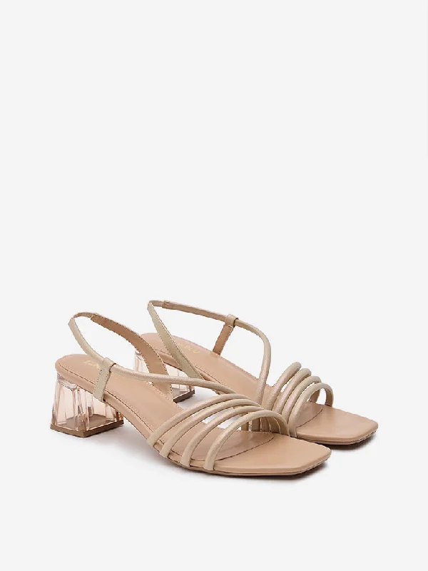 Women's Sling - Back Heeled Sandals with Cut - Out Sides in Gray for a Modern and Stylish Summer ShoeLUNA BLU Rose Gold Multi-Strap Heel Sandals Women's Sling - Back Heeled Sandals with Cut - Out Sides in Gray for a Modern and Stylish Summer ShoeLUNA BLU Rose Gold Multi-Strap Heel Sandals