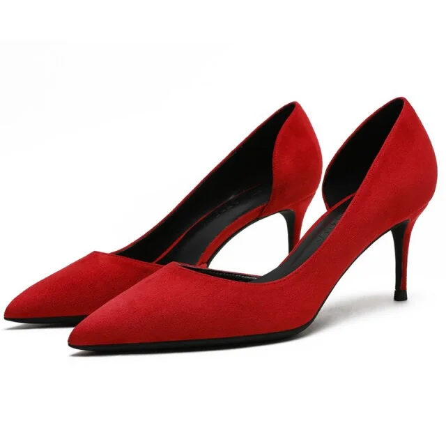 Women's cork - sole stiletto heel pumps for a natural touchSexy 6cm Thin Heeled Pointed Toe Suede Leather Slip On Pumps for Women Women's cork - sole stiletto heel pumps for a natural touchSexy 6cm Thin Heeled Pointed Toe Suede Leather Slip On Pumps for Women