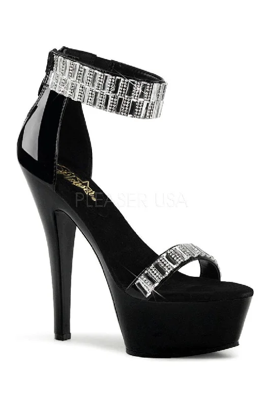 Women's Glitter Heeled Sandals with Ankle Strap and Chunky Heel in Gold for a Sparkly and Glamorous Party LookKISS-269RS Platform Sandal | Black Patent Women's Glitter Heeled Sandals with Ankle Strap and Chunky Heel in Gold for a Sparkly and Glamorous Party LookKISS-269RS Platform Sandal | Black Patent
