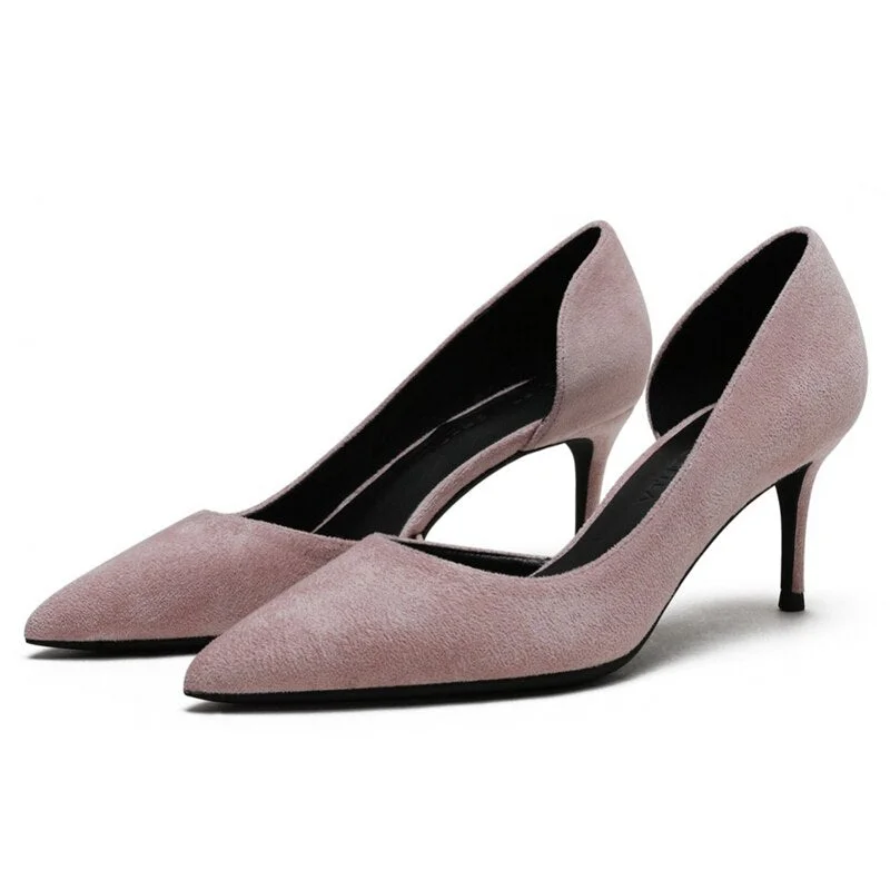 Women's ruffled stiletto heel pumps for a romantic styleSexy Women's 6cm Thin High Heeled Pointed Toe Suede Leather Classic Pumps Women's ruffled stiletto heel pumps for a romantic styleSexy Women's 6cm Thin High Heeled Pointed Toe Suede Leather Classic Pumps