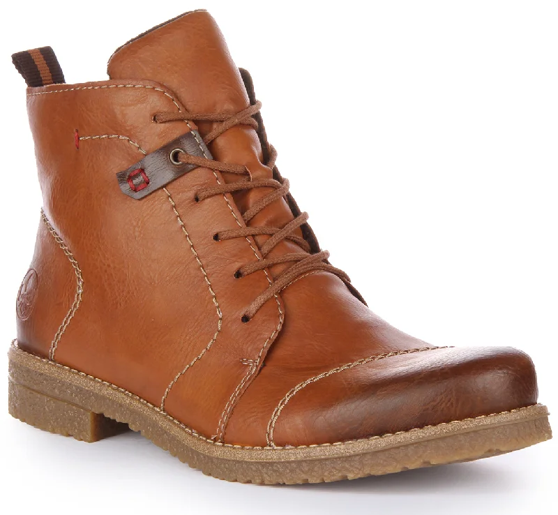 women's ankle boots with sock designRieker 73501-24 In Brown Lace up Boots For Women