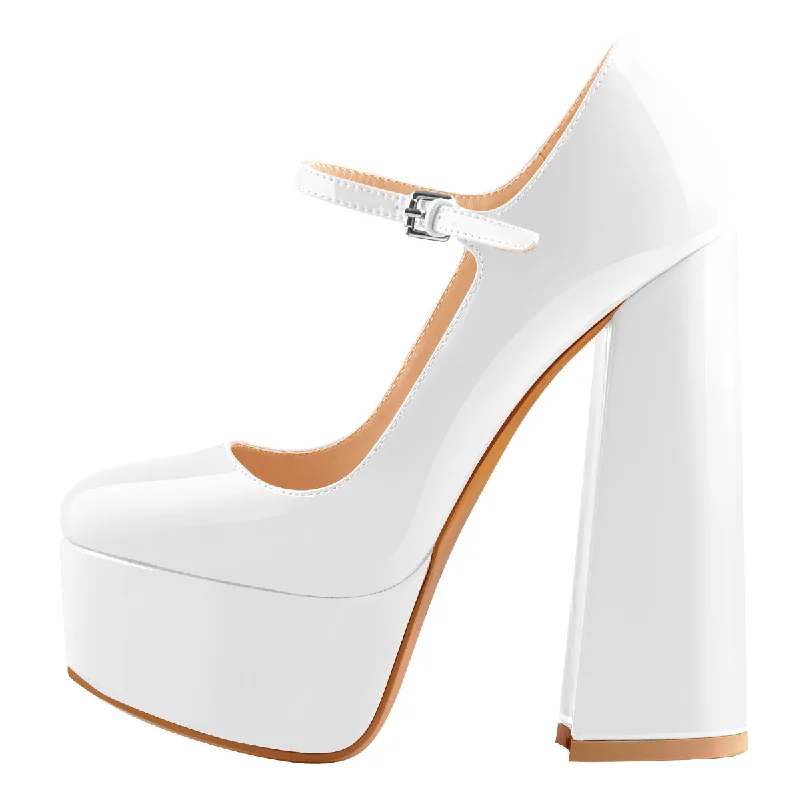 Women's date - night stiletto heel pumps with a sexy silhouettePlatform Round Toe Chunky Square High Heels Pumps