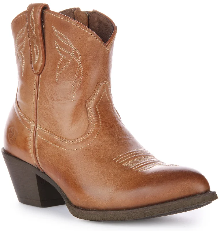 women's ankle boots with zippersAriat Darlin Westrn In Brown Tan For Women
