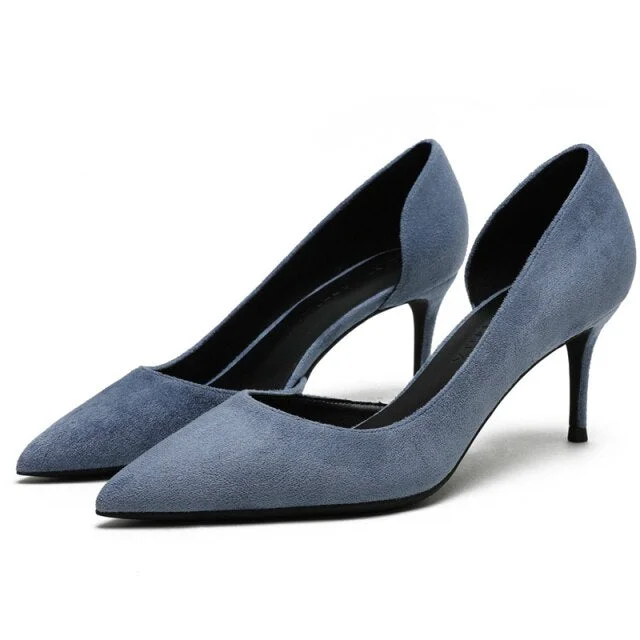 Women's microfiber stiletto heel pumps with moisture - wicking propertiesWomen's Classic Style 6cm Thin Heeled Pointed Toe Suede Leather Slip On Pumps