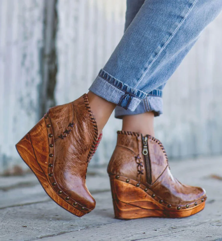 women's ankle boots with perforationsBed Stu Women's Marina Tan Teak Rustic Leather Wedges F389007 women's ankle boots with perforationsBed Stu Women's Marina Tan Teak Rustic Leather Wedges F389007