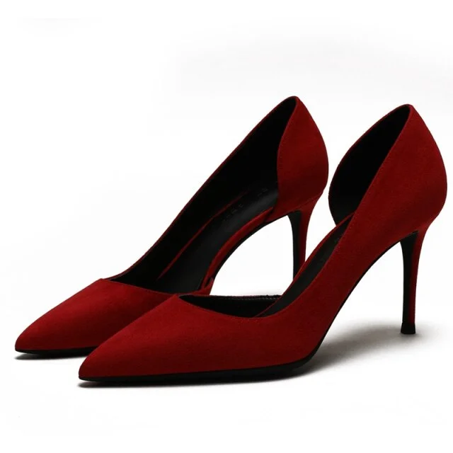 Women's ankle - strap stiletto heel pumps with a cut - out detailWomen's Classic High Heels Pointed Toe Suede Leather D'orsay Heels Pumps Women's ankle - strap stiletto heel pumps with a cut - out detailWomen's Classic High Heels Pointed Toe Suede Leather D'orsay Heels Pumps
