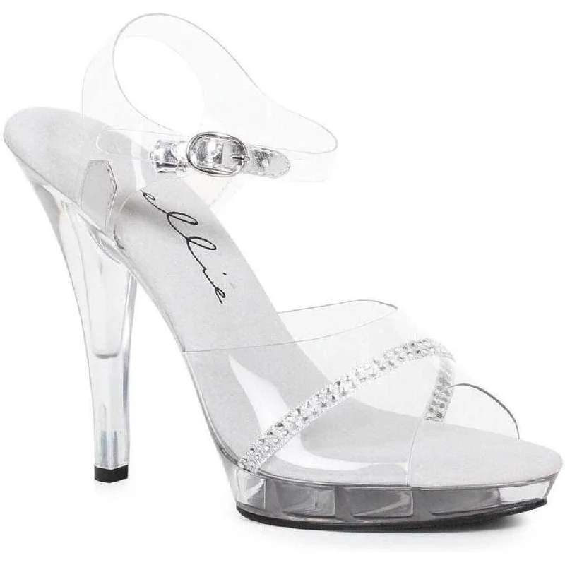 Women's Strap - Up Heeled Sandals with Rhinestone - Encrusted Strap in Purple for a Luxurious and Statement - Making PairSS-521-JEWEL-W Sandal | Clear Vinyl Women's Strap - Up Heeled Sandals with Rhinestone - Encrusted Strap in Purple for a Luxurious and Statement - Making PairSS-521-JEWEL-W Sandal | Clear Vinyl