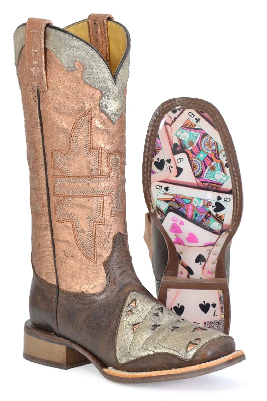 women's cowboy boots with elastic sidesTin Haul Womens Four of a Kind Brown Leather Cowboy Boots women's cowboy boots with elastic sidesTin Haul Womens Four of a Kind Brown Leather Cowboy Boots