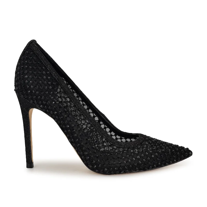 Women's cocktail party stiletto heel pumps with a unique patternFreshe Rhinestone Mesh Pumps Women's cocktail party stiletto heel pumps with a unique patternFreshe Rhinestone Mesh Pumps