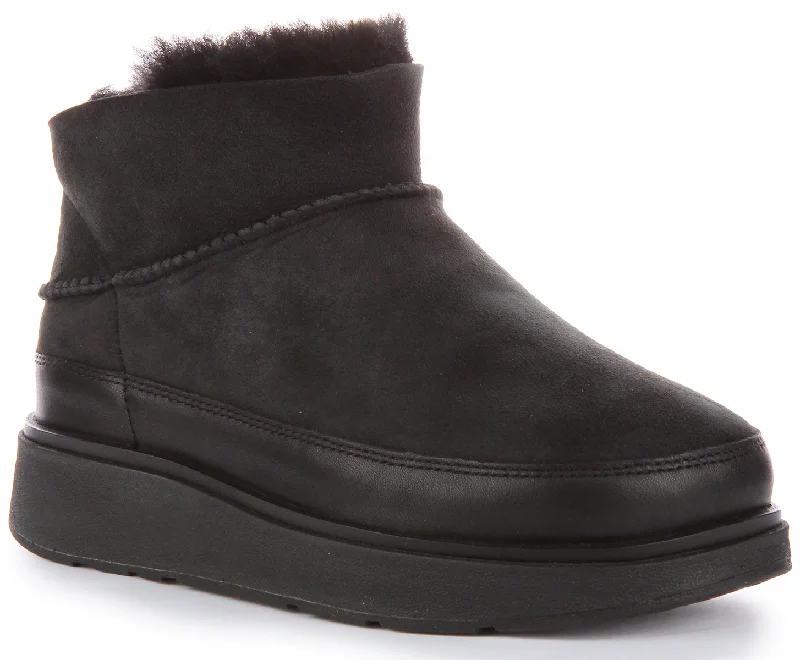 women's ankle boots with chunky heelsFitflop Gen FF Ultra Mini In Black For Women