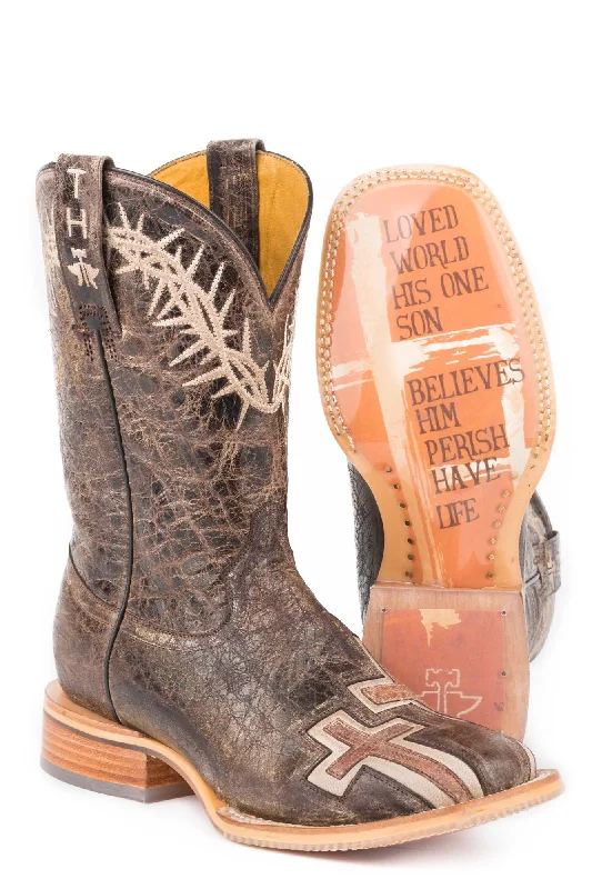 women's vintage cowboy bootsTin Haul Womens Brown Leather My Savior Cowboy Boots