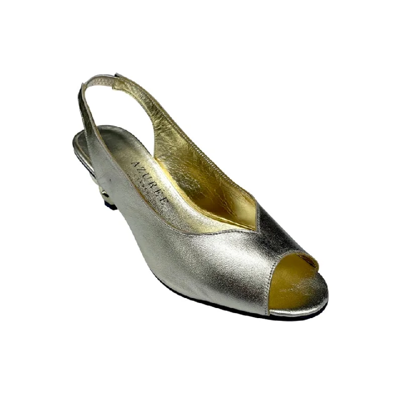 Women's non - slip stiletto heel pumps for safety on slippery floorsFETO In Gold Chain Heel