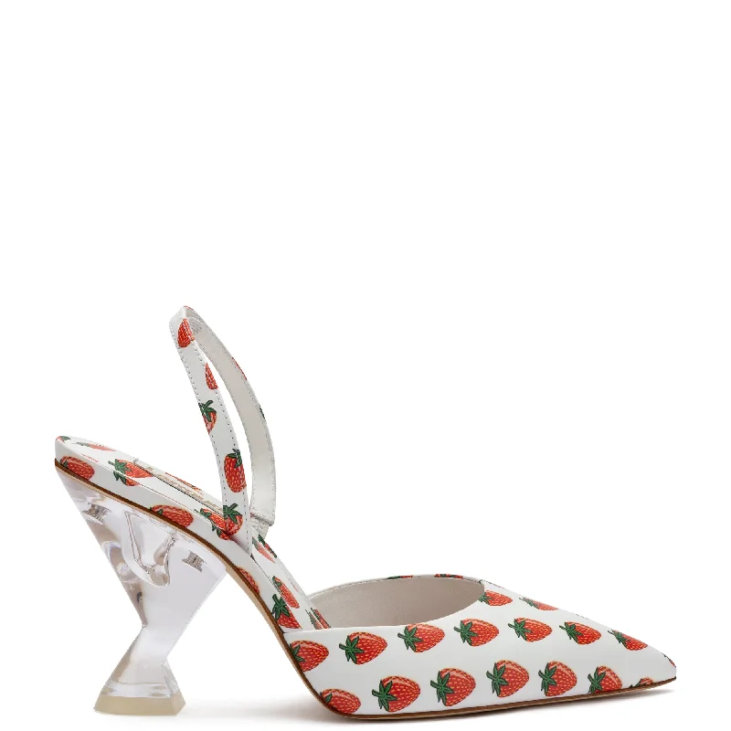 Women's faux suede stiletto heel pumps for a budget - friendly optionGaga Pump In White and Strawberry Print Leather Women's faux suede stiletto heel pumps for a budget - friendly optionGaga Pump In White and Strawberry Print Leather