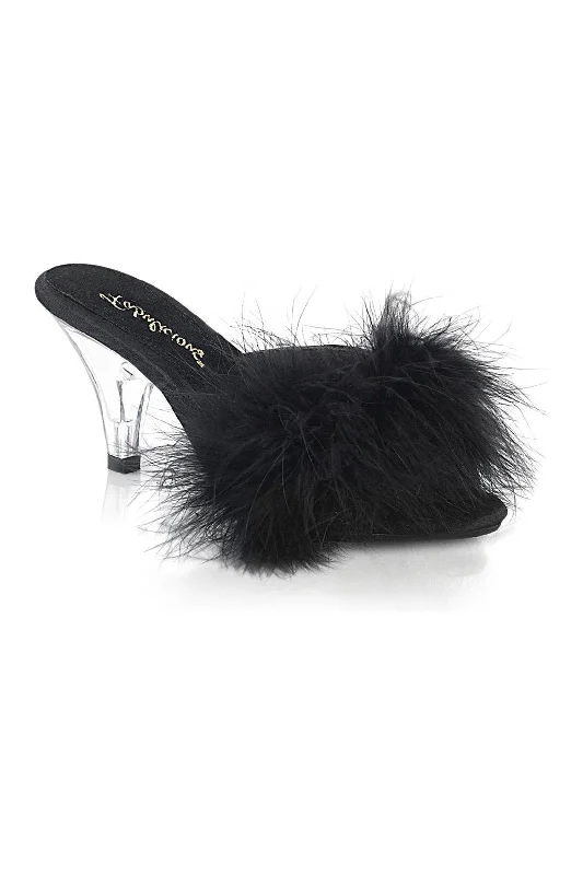 Women's Chunky Heeled Sandals with Studded Detail in Black for a Punk - Inspired and Edgy StyleBELLE-301F Slide | Black Faux Leather Women's Chunky Heeled Sandals with Studded Detail in Black for a Punk - Inspired and Edgy StyleBELLE-301F Slide | Black Faux Leather