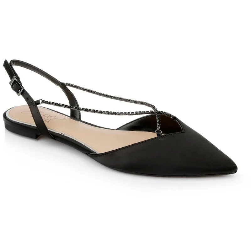 Women's Glitter - Embellished Ballet Flats in Silver for a Sparkly Party Look Jewel Badgley Mischka Womens Alanna Embellished Satin Ballet Flats Women's Glitter - Embellished Ballet Flats in Silver for a Sparkly Party Look Jewel Badgley Mischka Womens Alanna Embellished Satin Ballet Flats