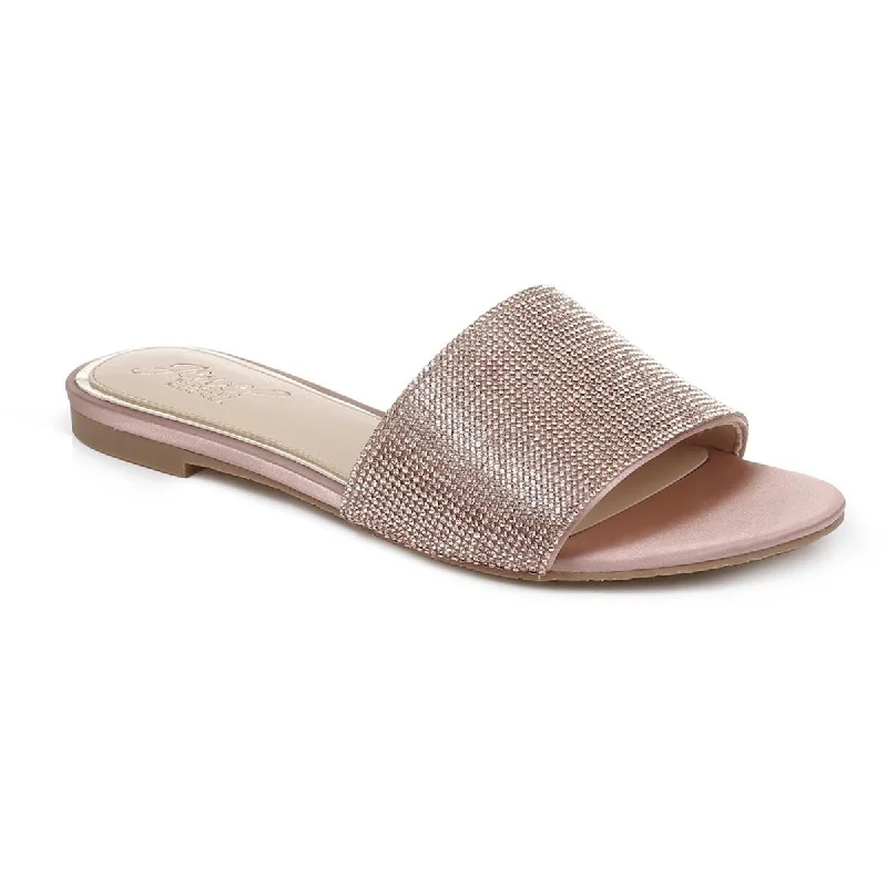 Women's Bow - Embellished Ballet Flats with a Platform Sole in Red for Added Height Jewel Badgley Mischka Womens Khaleesi Slip On Open Toe Slides Women's Bow - Embellished Ballet Flats with a Platform Sole in Red for Added Height Jewel Badgley Mischka Womens Khaleesi Slip On Open Toe Slides