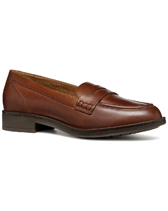 Women's Premium Leather Tassel Loafers in Dark Brown for a Classic Office Look Geox Jaylon Leather Moccasin
