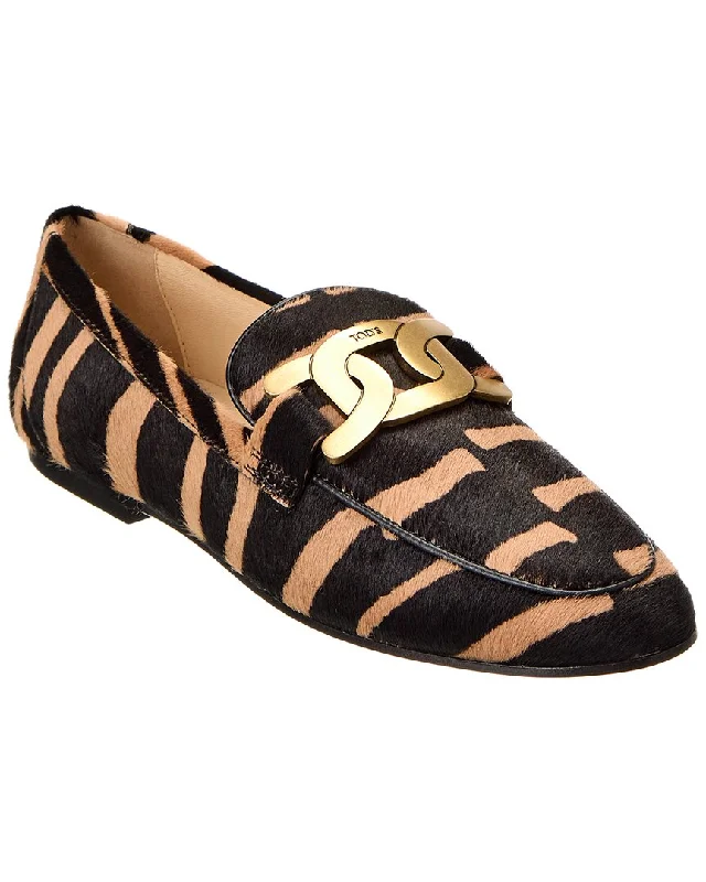 Women's Metallic Foil - Finish Loafers in Gold for a Glamorous Night Out TOD’s Cuoio Haircalf Loafer Women's Metallic Foil - Finish Loafers in Gold for a Glamorous Night Out TOD’s Cuoio Haircalf Loafer