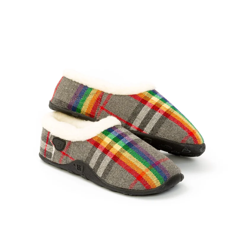 Women's Faux Fur Lined Slippers with Memory Foam Insoles in Pink for Cozy Nights Bella - Rainbow Check Women's Slippers Women's Faux Fur Lined Slippers with Memory Foam Insoles in Pink for Cozy Nights Bella - Rainbow Check Women's Slippers