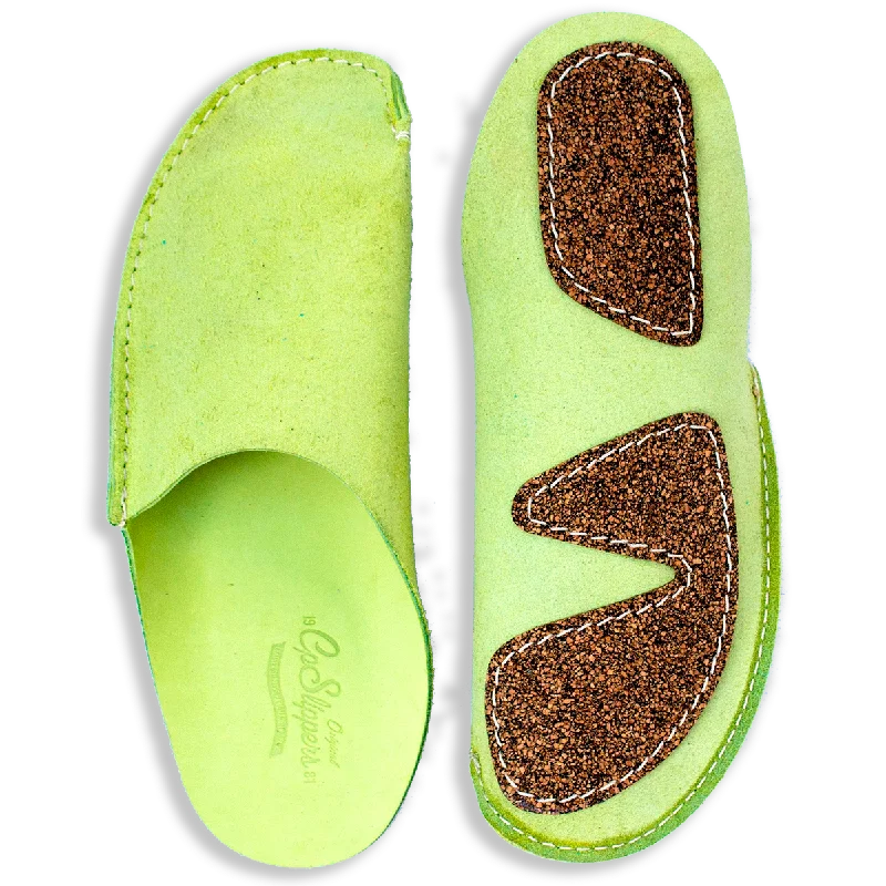 Women's Leather Slippers with a Hand - Stitched Design in Burgundy for Durability Green CP Slippers Luxe