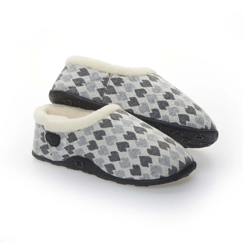 Women's Moccasin - Style Slippers with Fringe Detail in Brown for a Rustic Look Millie - Grey Heart Patterned Women's Slippers Women's Moccasin - Style Slippers with Fringe Detail in Brown for a Rustic Look Millie - Grey Heart Patterned Women's Slippers