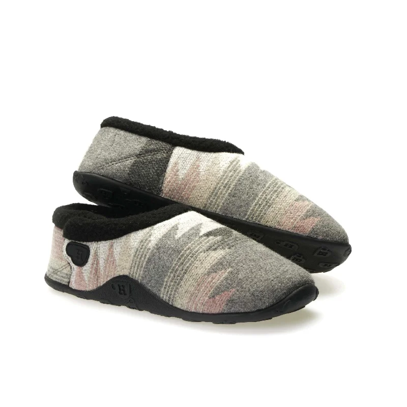 Women's Backless Slippers with a Furry Trim in Light Pink for a Cute and Casual Look Kay - Grey Pink Aztec Women's Slippers Women's Backless Slippers with a Furry Trim in Light Pink for a Cute and Casual Look Kay - Grey Pink Aztec Women's Slippers