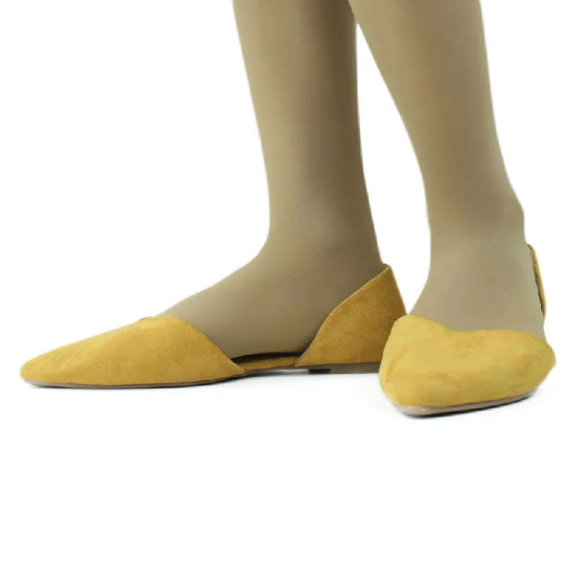 Women's casual platform shoes for added height Women's Faux Suede Plain Flat,Mustard