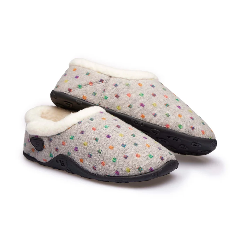 Women's Knitted Cable Pattern Slippers with a Non - Slip Sole in Cream for Indoor Comfort Olivia - Grey Multi Spot Women's Slippers Women's Knitted Cable Pattern Slippers with a Non - Slip Sole in Cream for Indoor Comfort Olivia - Grey Multi Spot Women's Slippers