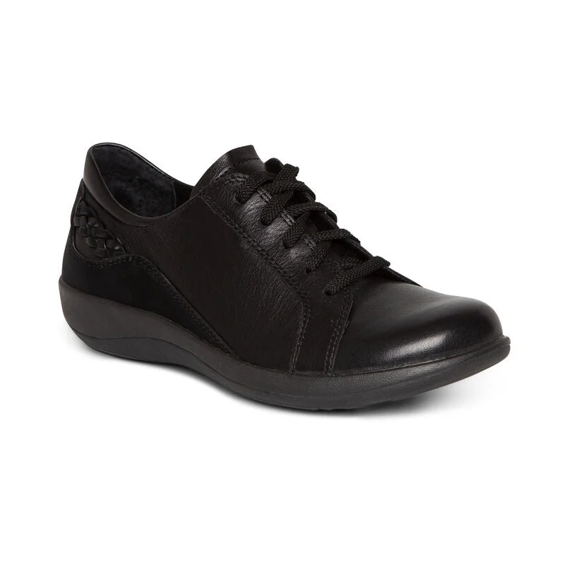 Women's casual platform shoes for added height Aetrex Dana Oxford Black DM300