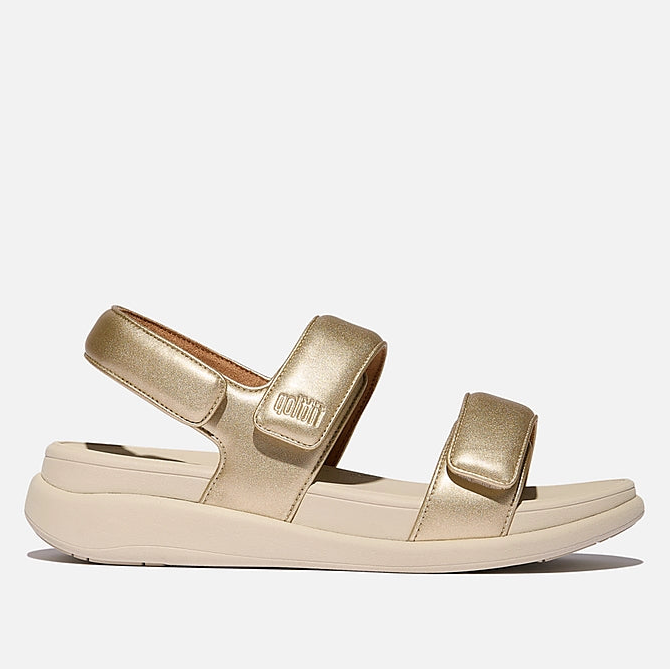 Women's casual ballet flats for a feminine look FITFLOP F-MODE GO ADJUSTABLE BACKSTRAP SANDAL - PLATINUM Women's casual ballet flats for a feminine look FITFLOP F-MODE GO ADJUSTABLE BACKSTRAP SANDAL - PLATINUM