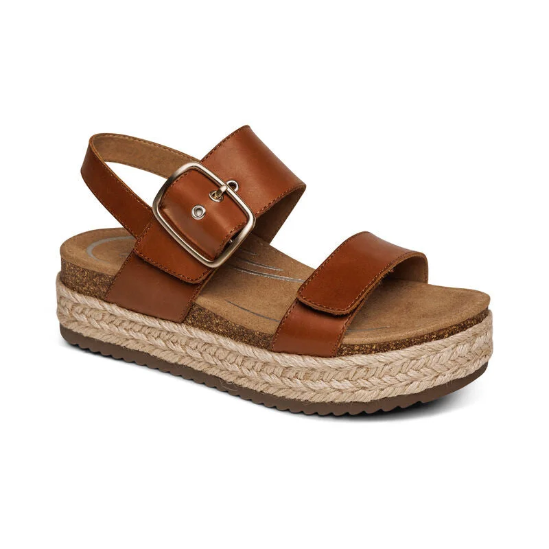 Women's casual flat shoes for all - day comfort AETREX VANIA - COGNAC