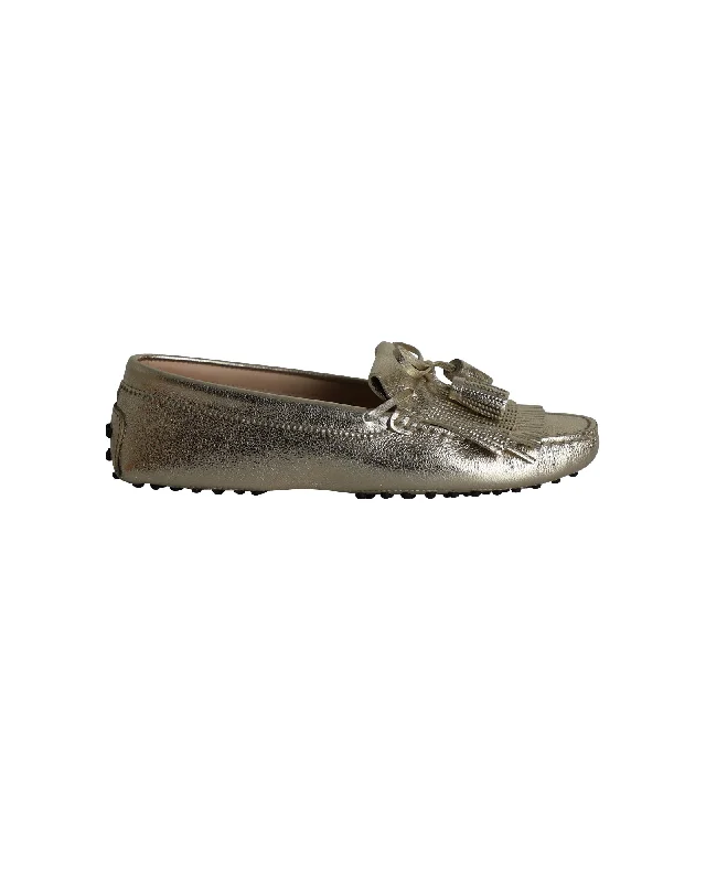 Women's Fur - Lined Loafers in Tan for a Cozy Winter Option Tod's Fringed Loafers in Gold Leather Women's Fur - Lined Loafers in Tan for a Cozy Winter Option Tod's Fringed Loafers in Gold Leather