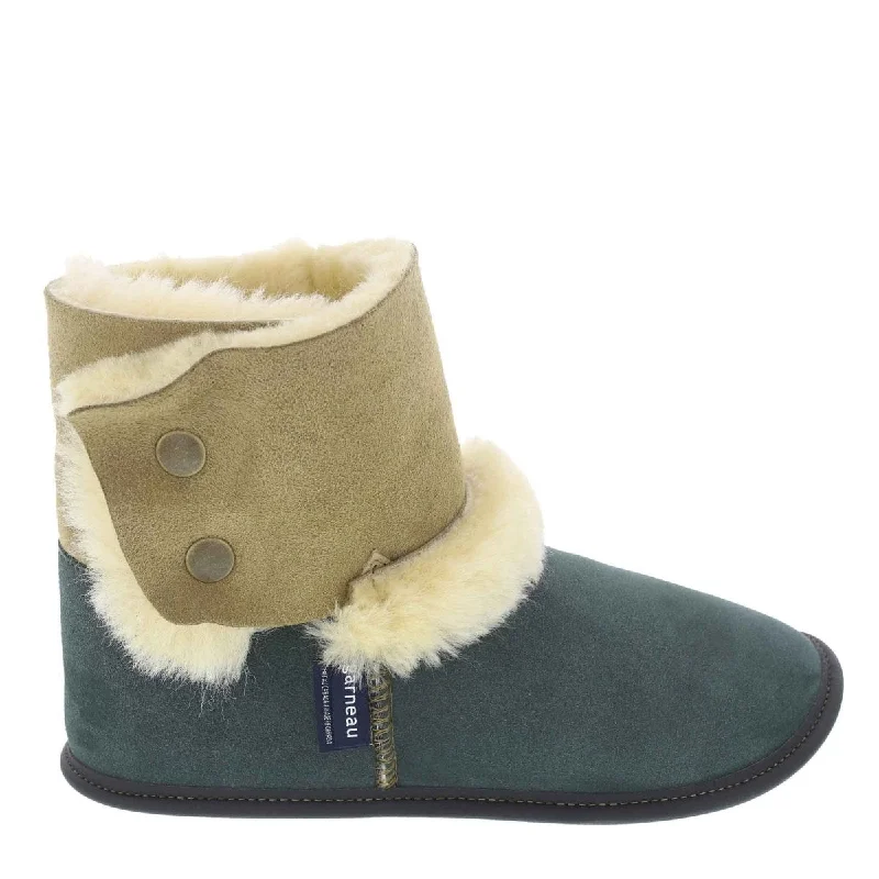 Women's Shearling Lined Slippers with a Fleece Upper in Tan for Ultimate Warmth NEW Reversed Sheepskin Bootie Slippers Women's Shearling Lined Slippers with a Fleece Upper in Tan for Ultimate Warmth NEW Reversed Sheepskin Bootie Slippers