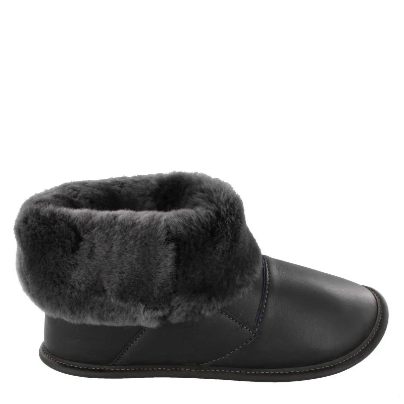 Women's Shearling Lined Slippers with a Fleece Upper in Tan for Ultimate Warmth Two-tone Leather Shin Hugger Slippers Women's Shearling Lined Slippers with a Fleece Upper in Tan for Ultimate Warmth Two-tone Leather Shin Hugger Slippers