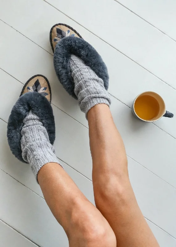 Women's Ballet Flat - Style Slippers with a Rhinestone Embellishment in Silver for a Glamorous Touch Women's Sheepskin Slippers – Salt Plains Women's Ballet Flat - Style Slippers with a Rhinestone Embellishment in Silver for a Glamorous Touch Women's Sheepskin Slippers – Salt Plains