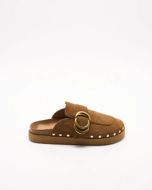Women's Tassel - Trimmed Loafers with a Low Heel in Olive Green for a Trendy Twist Pascal Leather Mule - Tan Suede Women's Tassel - Trimmed Loafers with a Low Heel in Olive Green for a Trendy Twist Pascal Leather Mule - Tan Suede