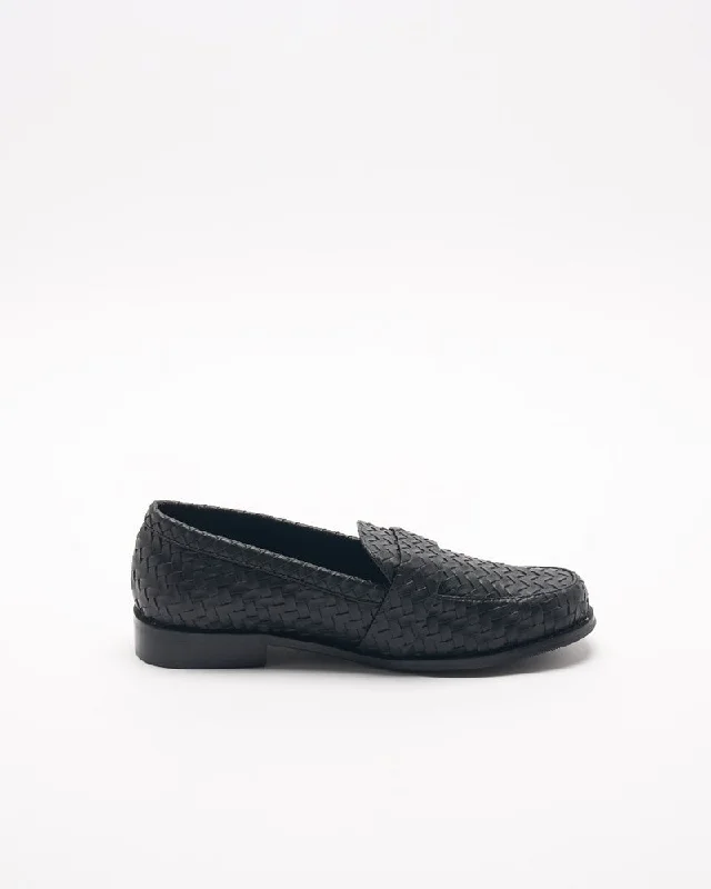 Women's Metallic Foil - Finish Loafers in Gold for a Glamorous Night Out Harlow Loafer - Black Weave
