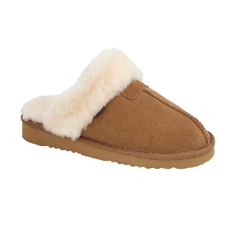 Women's Faux Fur Lined Slippers with Memory Foam Insoles in Pink for Cozy Nights KIM Womens Sheepskin Mule Slippers