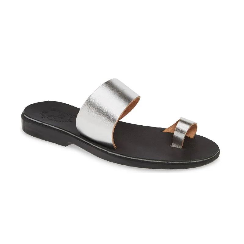 Women's Leather - Strapped Sandals with a Braided Detail in Brown for a Rustic AppealAbra - Leather Toe Loop Sandal | Silver Women's Leather - Strapped Sandals with a Braided Detail in Brown for a Rustic AppealAbra - Leather Toe Loop Sandal | Silver