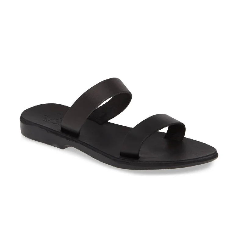 Women's Sandals with a Floral - Printed Upper in Pink for a Feminine Spring LookAda - Leather Double Strap Sandal | Black Women's Sandals with a Floral - Printed Upper in Pink for a Feminine Spring LookAda - Leather Double Strap Sandal | Black