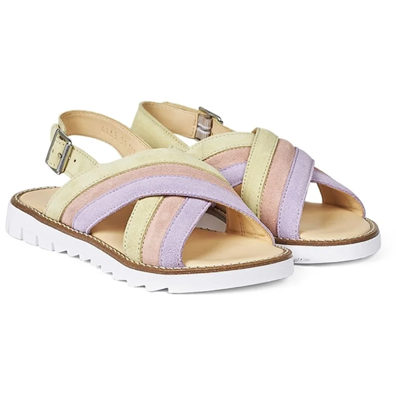 Women's Leather - Strapped Sandals with a Braided Detail in Brown for a Rustic AppealAngulus Sandal W. Open Toe And Buckle Lilac/Peach/Light Yellow Women's Leather - Strapped Sandals with a Braided Detail in Brown for a Rustic AppealAngulus Sandal W. Open Toe And Buckle Lilac/Peach/Light Yellow