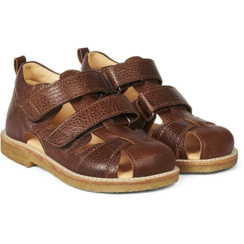 Women's Leather - Strapped Sandals with a Braided Detail in Brown for a Rustic AppealAngulus Sandal W. Velcro Medium Brown Women's Leather - Strapped Sandals with a Braided Detail in Brown for a Rustic AppealAngulus Sandal W. Velcro Medium Brown
