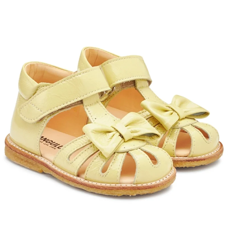 Women's Leather - Strapped Sandals with a Braided Detail in Brown for a Rustic AppealAngulus Starter Sandal W. Bow And Velcro Light Yellow Women's Leather - Strapped Sandals with a Braided Detail in Brown for a Rustic AppealAngulus Starter Sandal W. Bow And Velcro Light Yellow